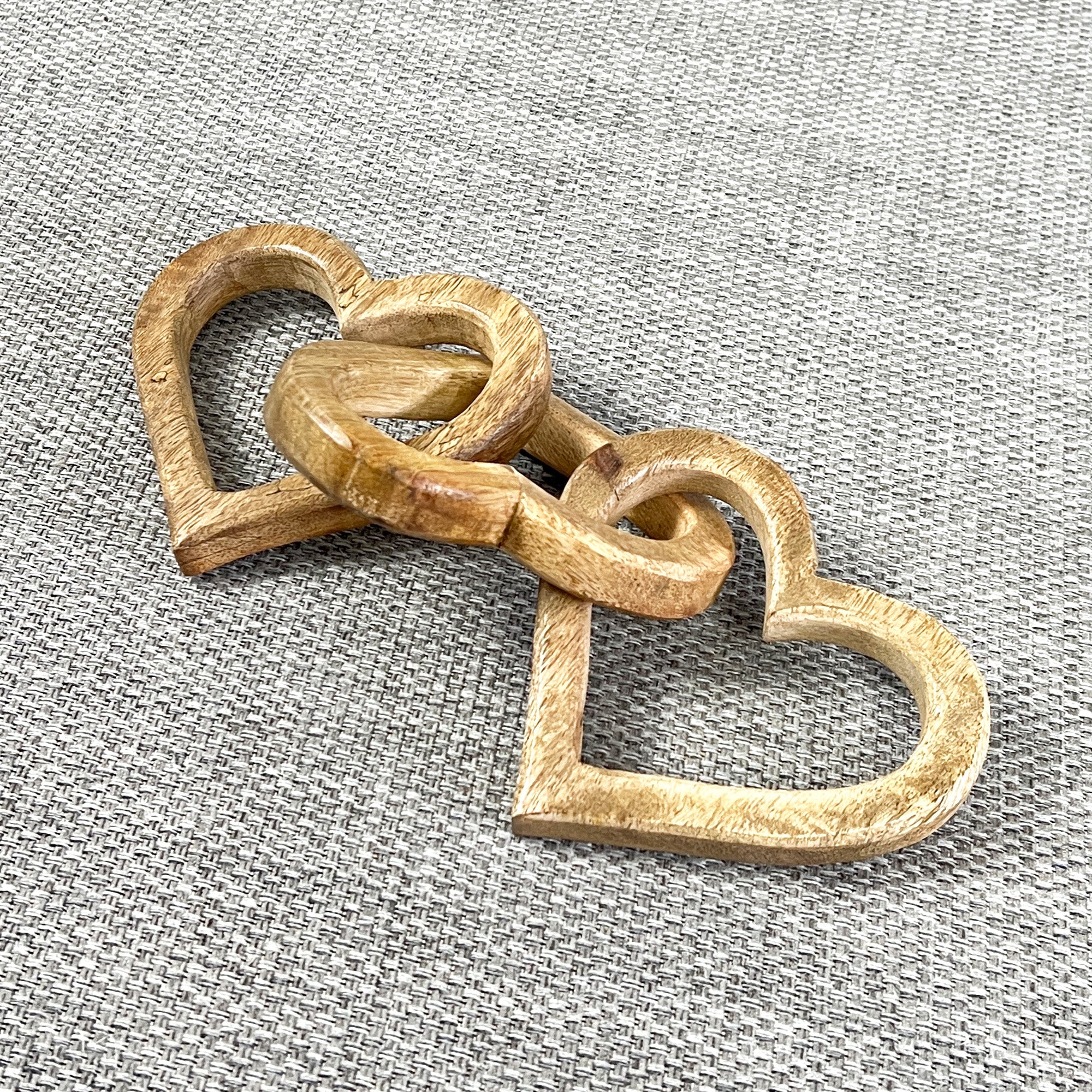 3 Heart Mango Wood Decorative Chain - 30cm