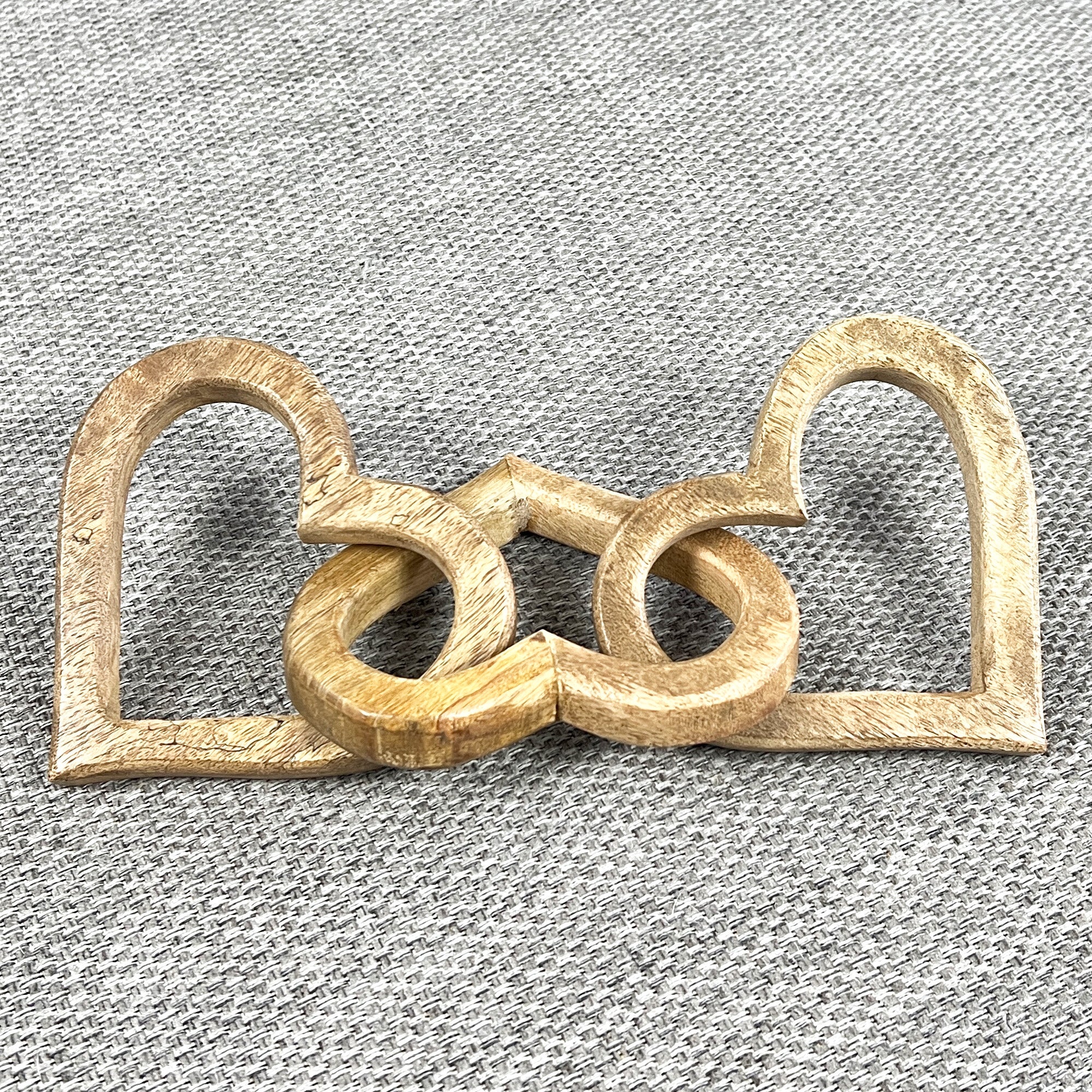 3 Heart Mango Wood Decorative Chain - 30cm