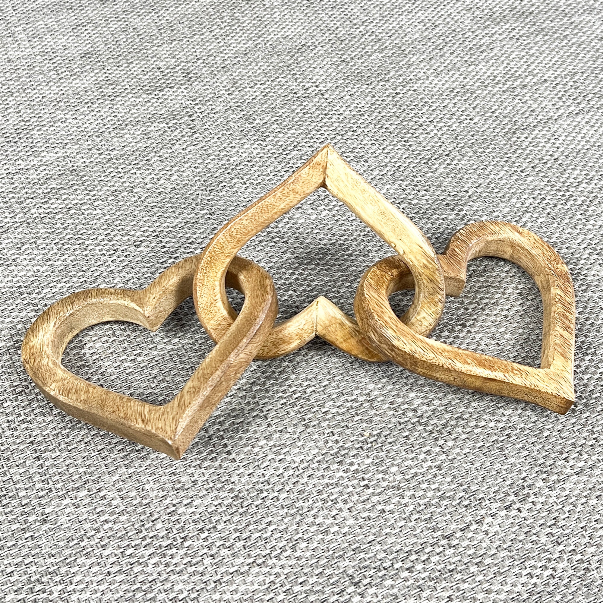 3 Heart Mango Wood Decorative Chain - 30cm