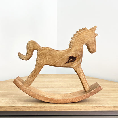 Large Unicorn Rocking Horse Ornament - Mango Wood