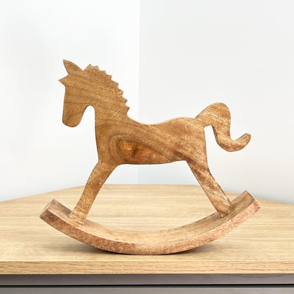 Large Unicorn Rocking Horse Ornament - Mango Wood