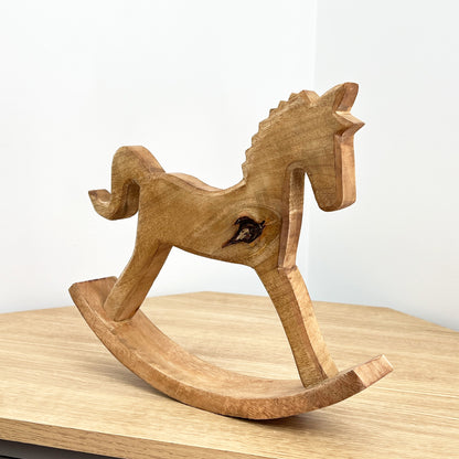 Large Unicorn Rocking Horse Ornament - Mango Wood