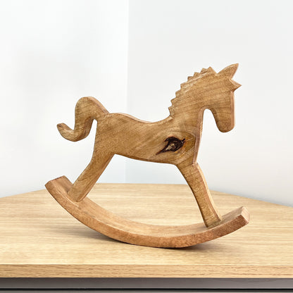 Large Unicorn Rocking Horse Ornament - Mango Wood