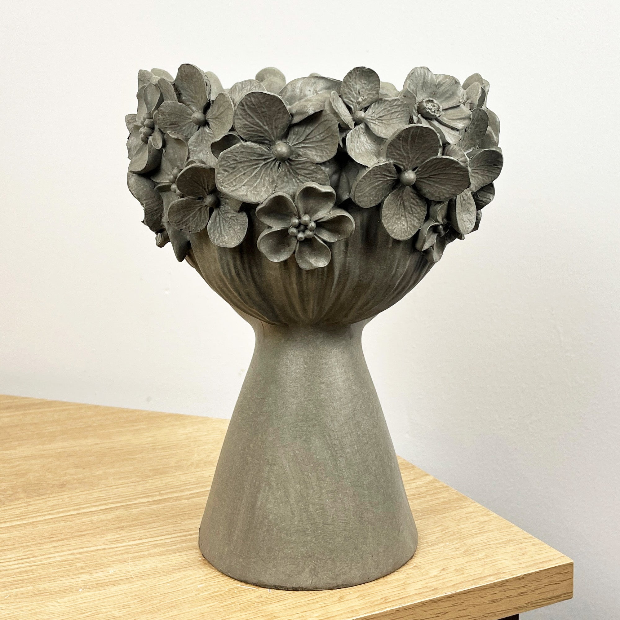 23cm Tall Decorative Floral Head Planter - Grey