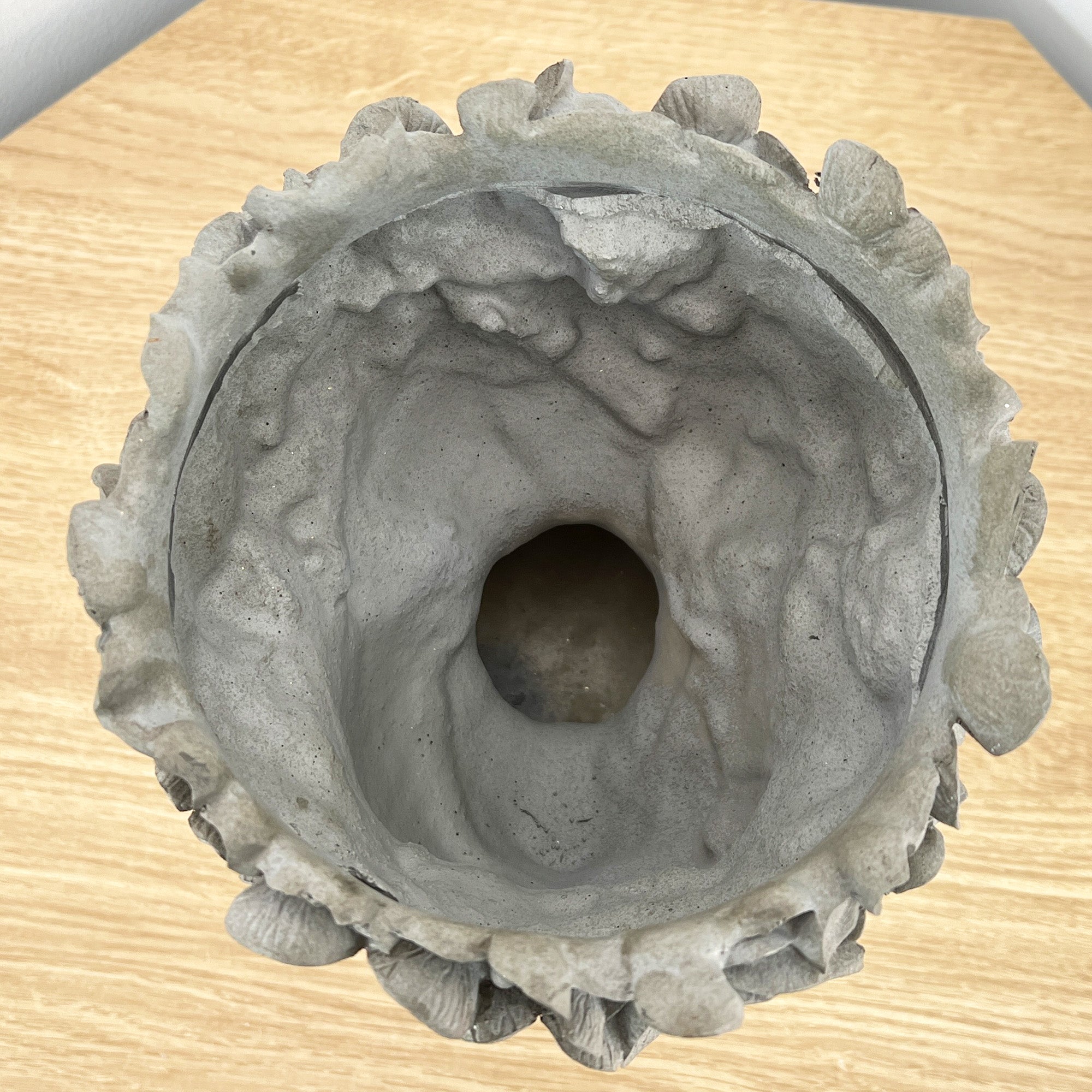 23cm Tall Decorative Floral Head Planter - Grey