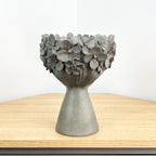 23cm Tall Decorative Floral Head Planter - Grey
