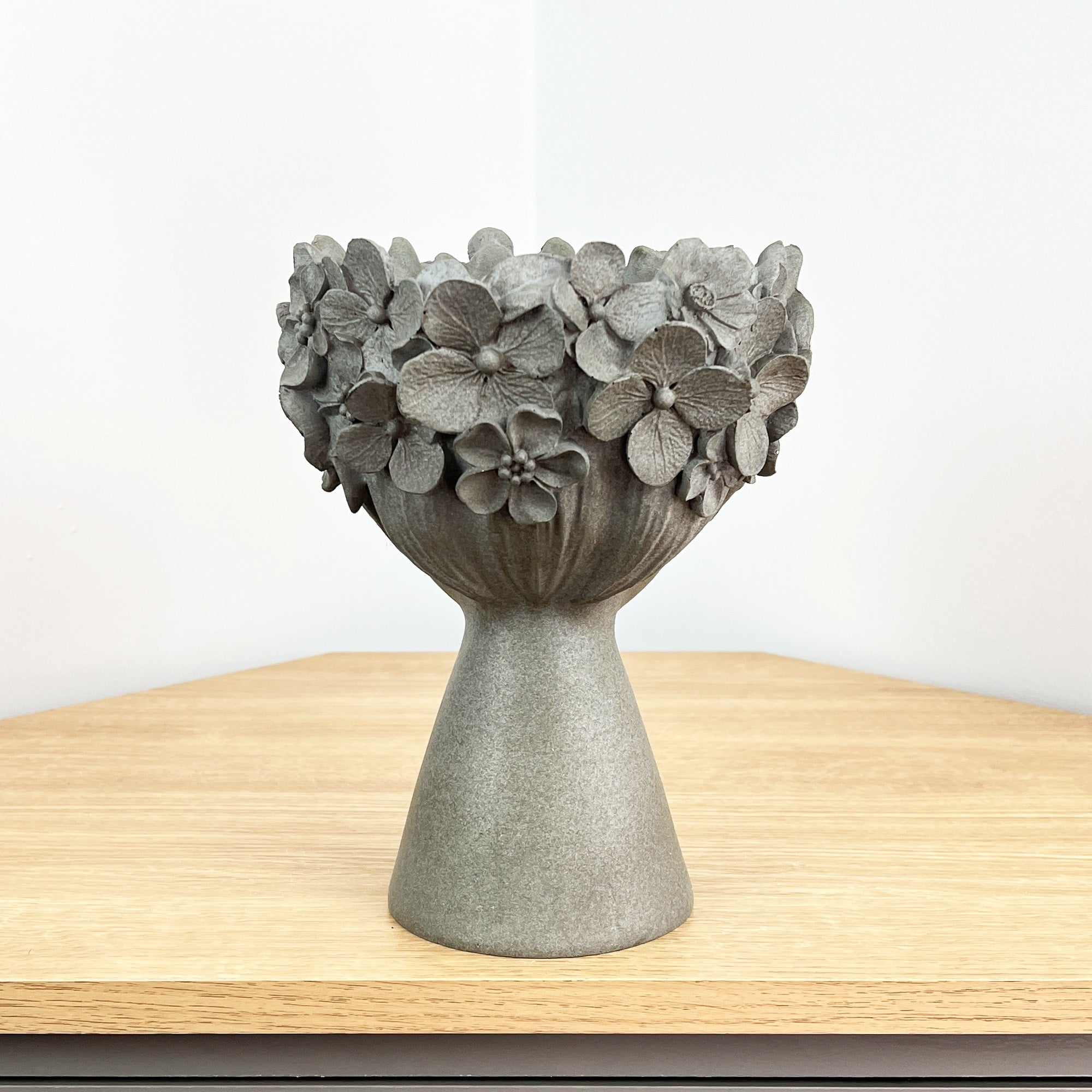 23cm Tall Decorative Floral Head Planter - Grey