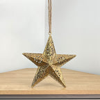 9" Vintage Hanging Star Decoration - Gold
