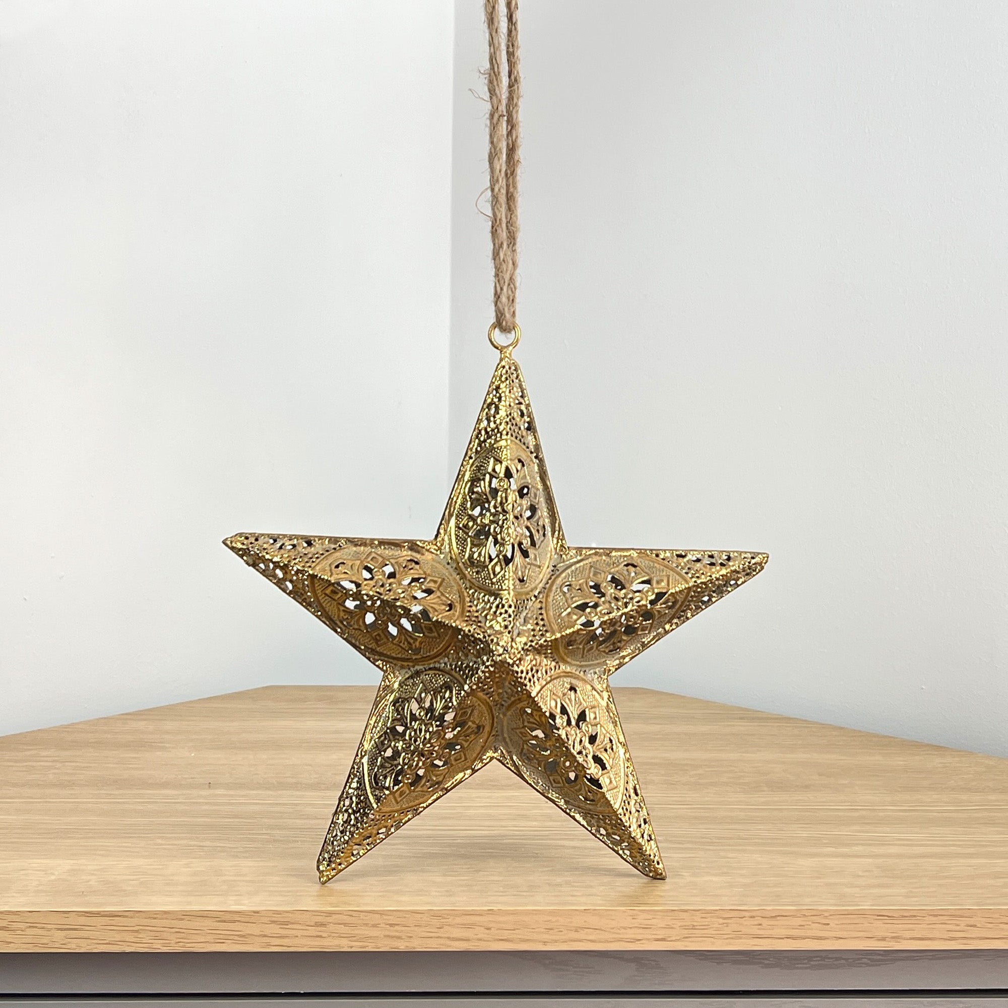 9" Vintage Hanging Star Decoration - Gold