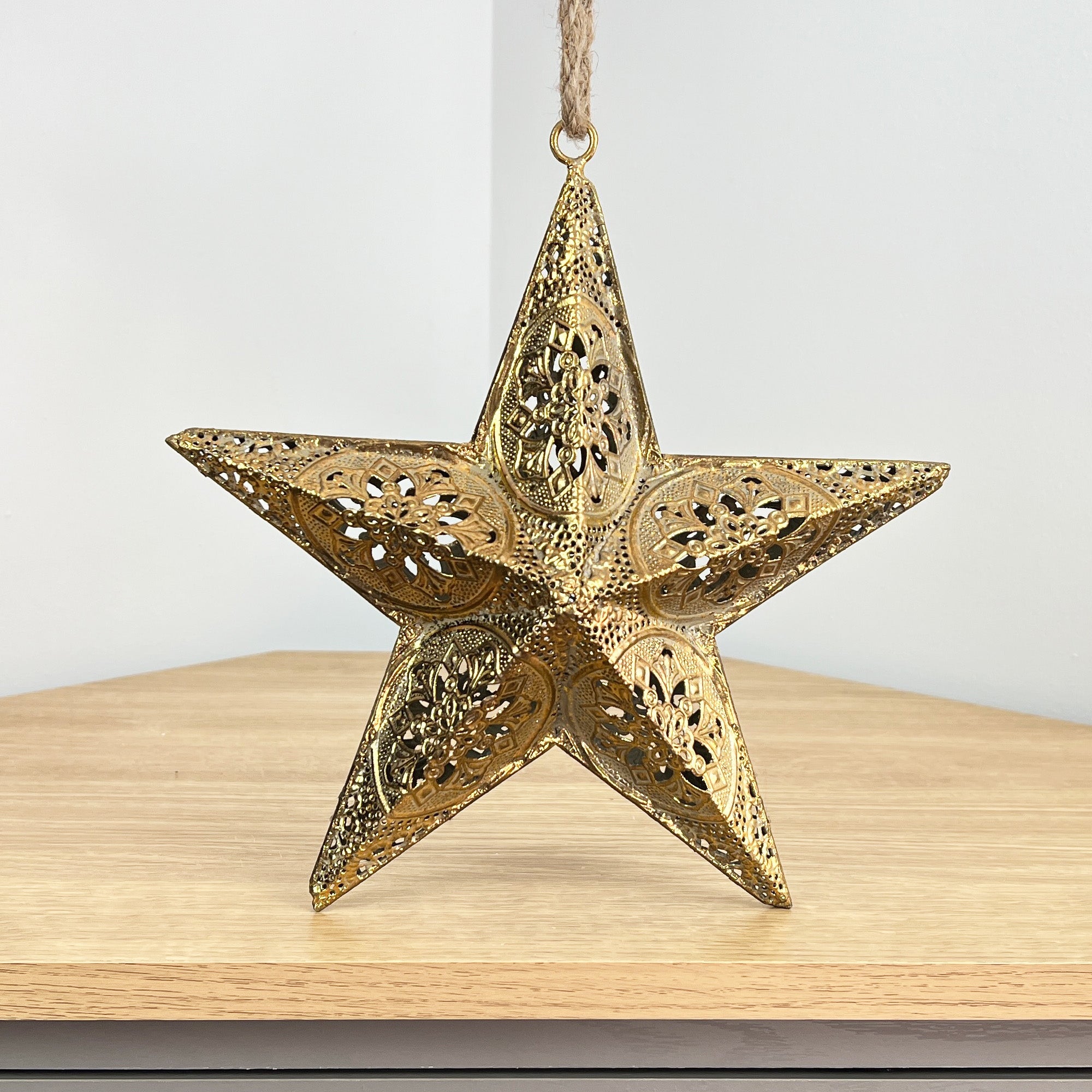 9" Vintage Hanging Star Decoration - Gold
