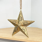9" Vintage Hanging Star Decoration - Gold