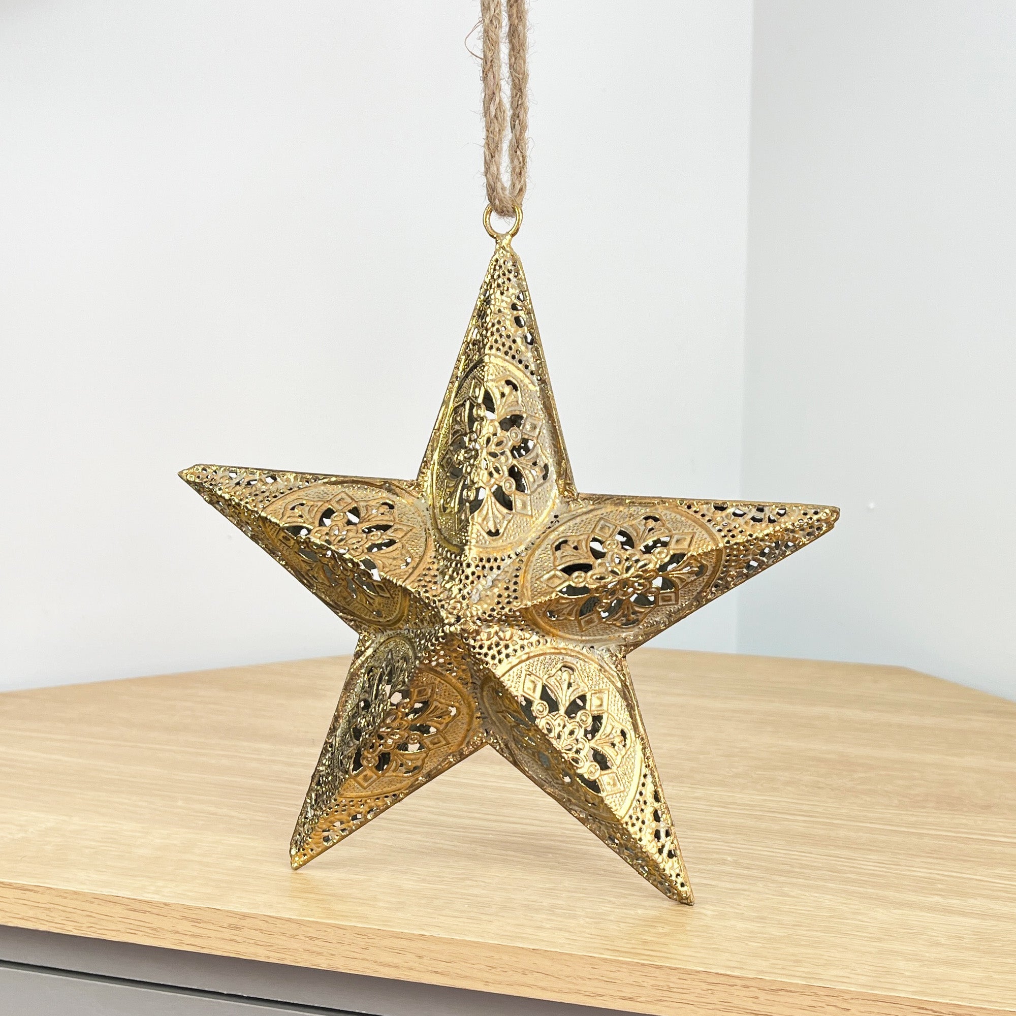 9" Vintage Hanging Star Decoration - Gold