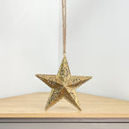 9" Vintage Hanging Star Decoration - Gold