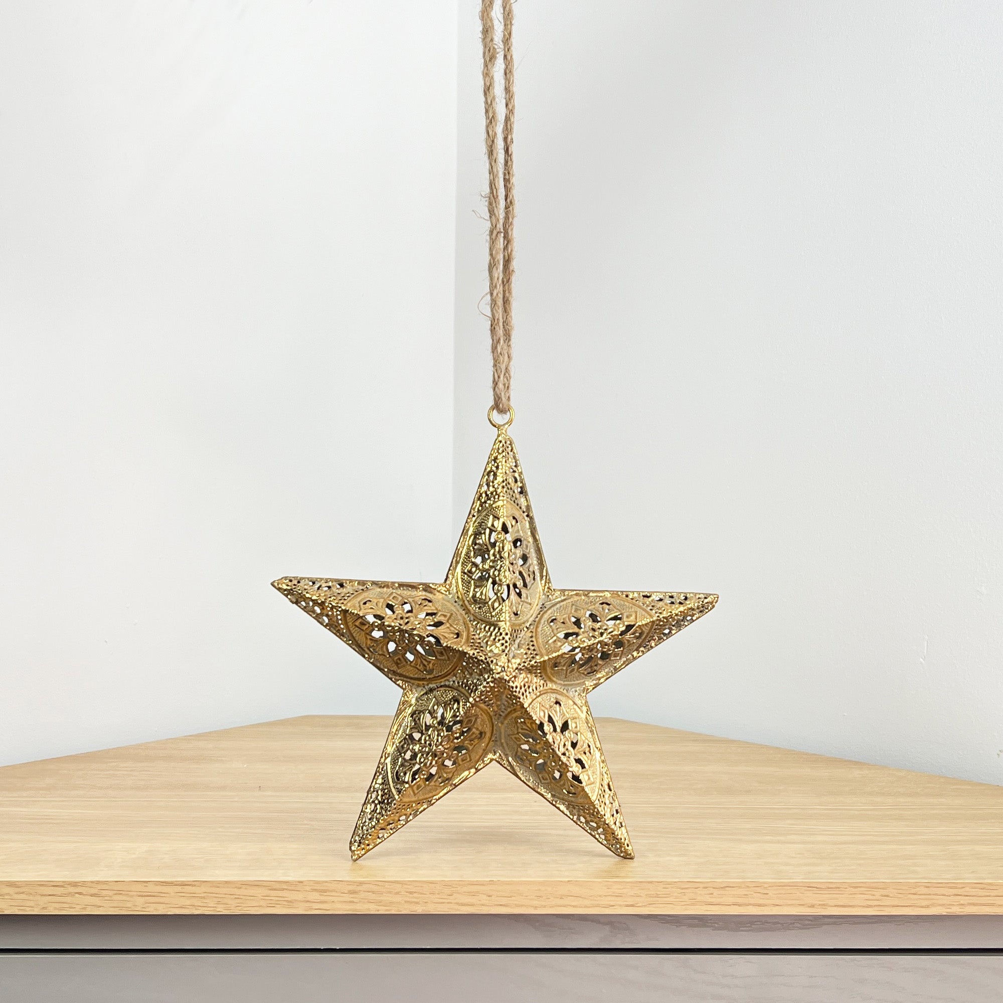9" Vintage Hanging Star Decoration - Gold