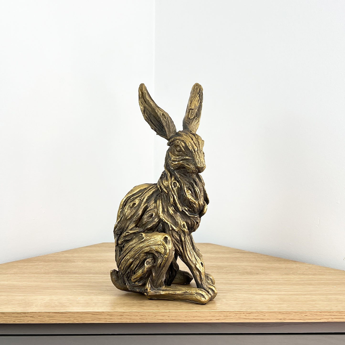 Large 35cm Tall Hare Ornament - Gold