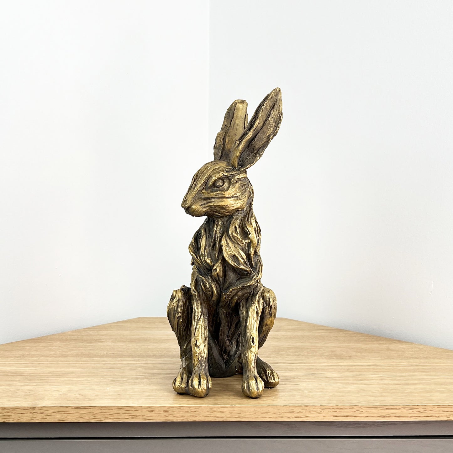 Large 35cm Tall Hare Ornament - Gold