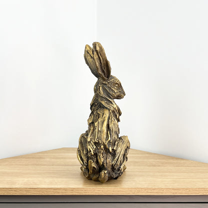 Large 35cm Tall Hare Ornament - Gold