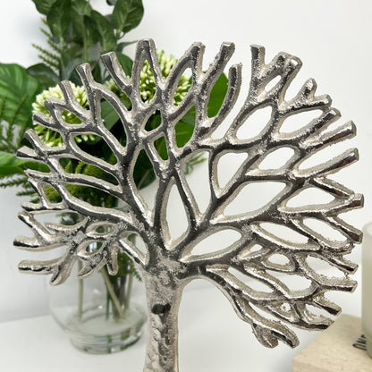 27.5cm Tall Metal Tree of Life on Wood Ornament