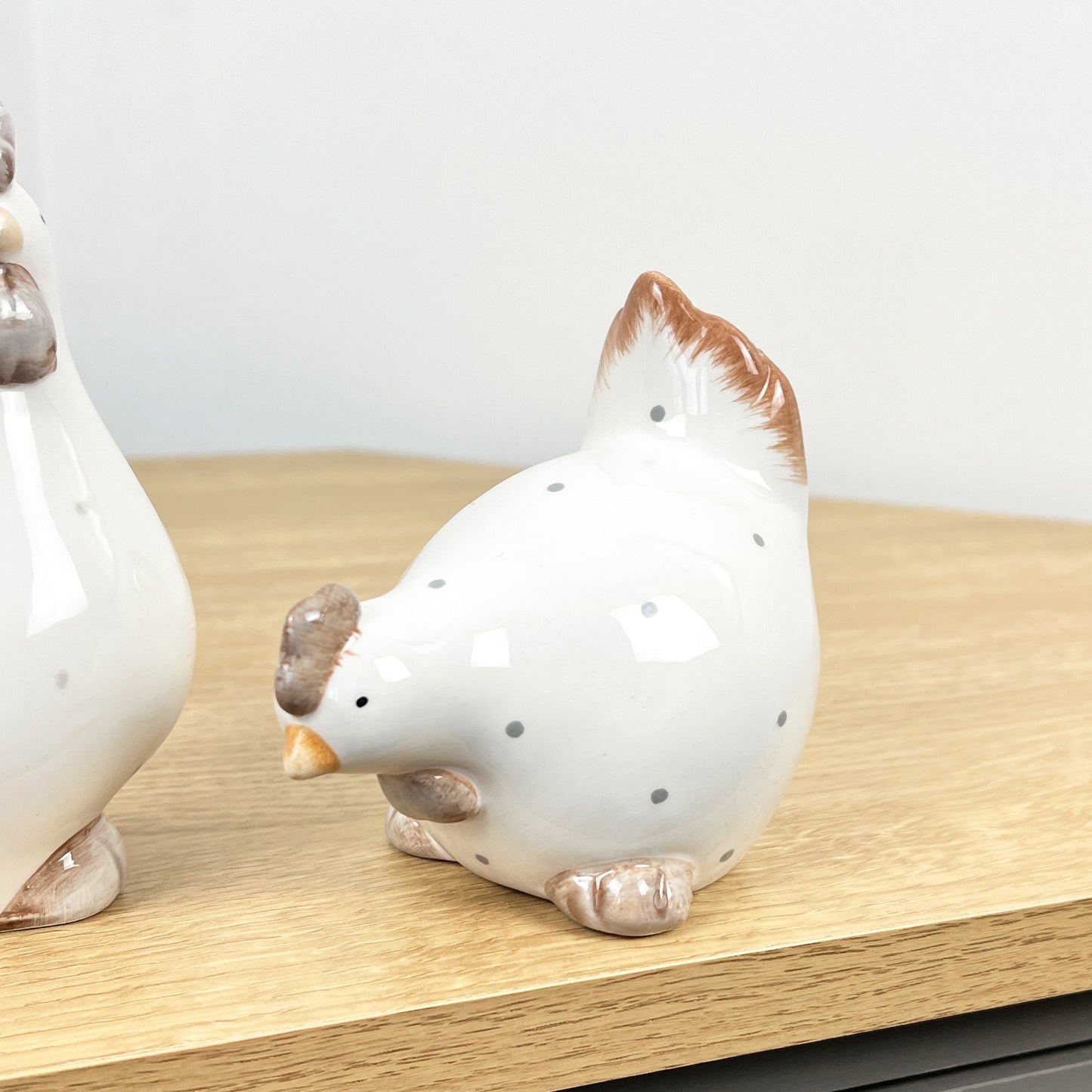 Pair of Ceramic Polka Dot Chicken Ornaments