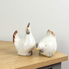 Pair of Ceramic Polka Dot Chicken Ornaments