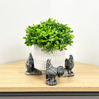 Set of 3 Decorative Chicken Plant Pot Riser Feet - Silver