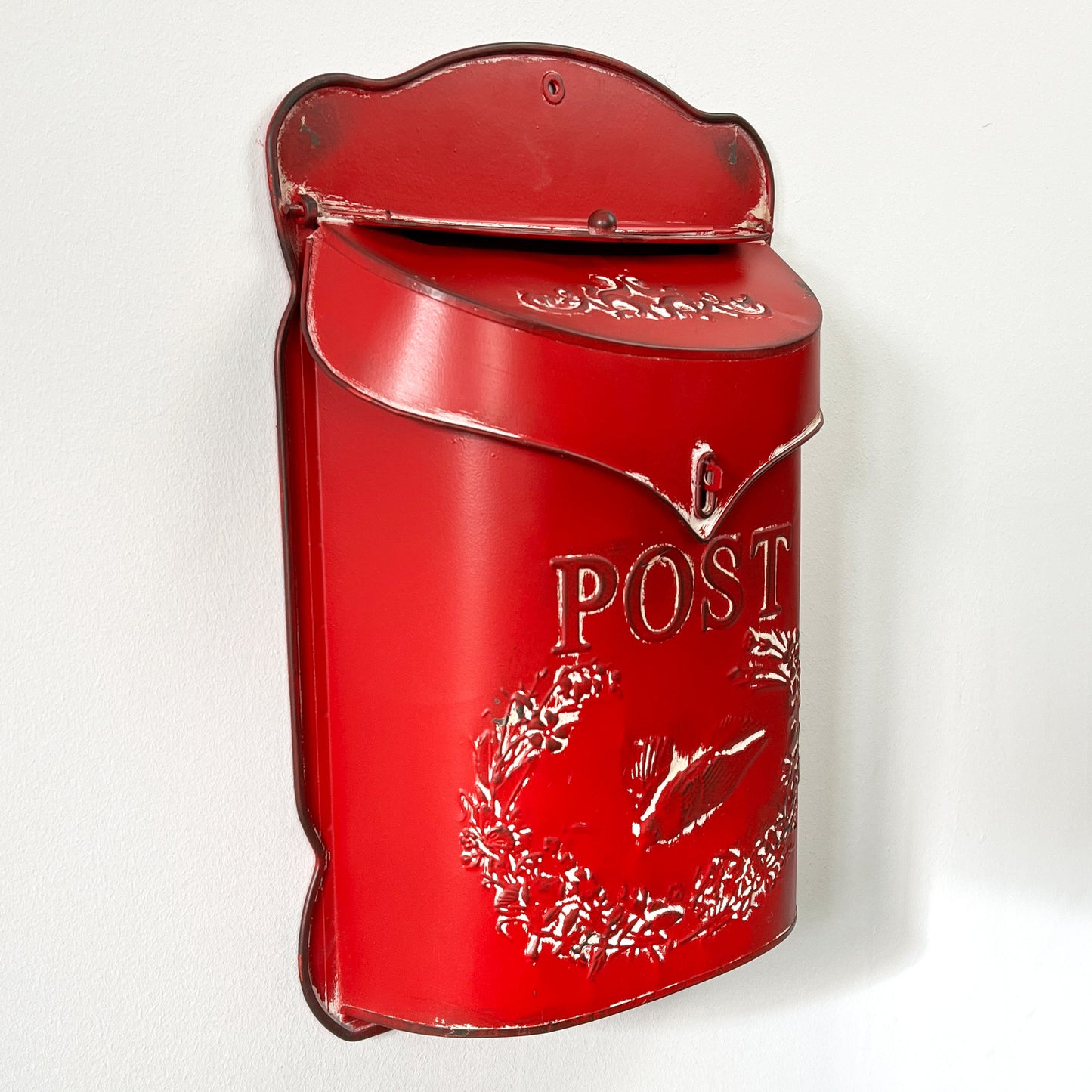 Rustic Swallow Wall Mounted Post Box - Red