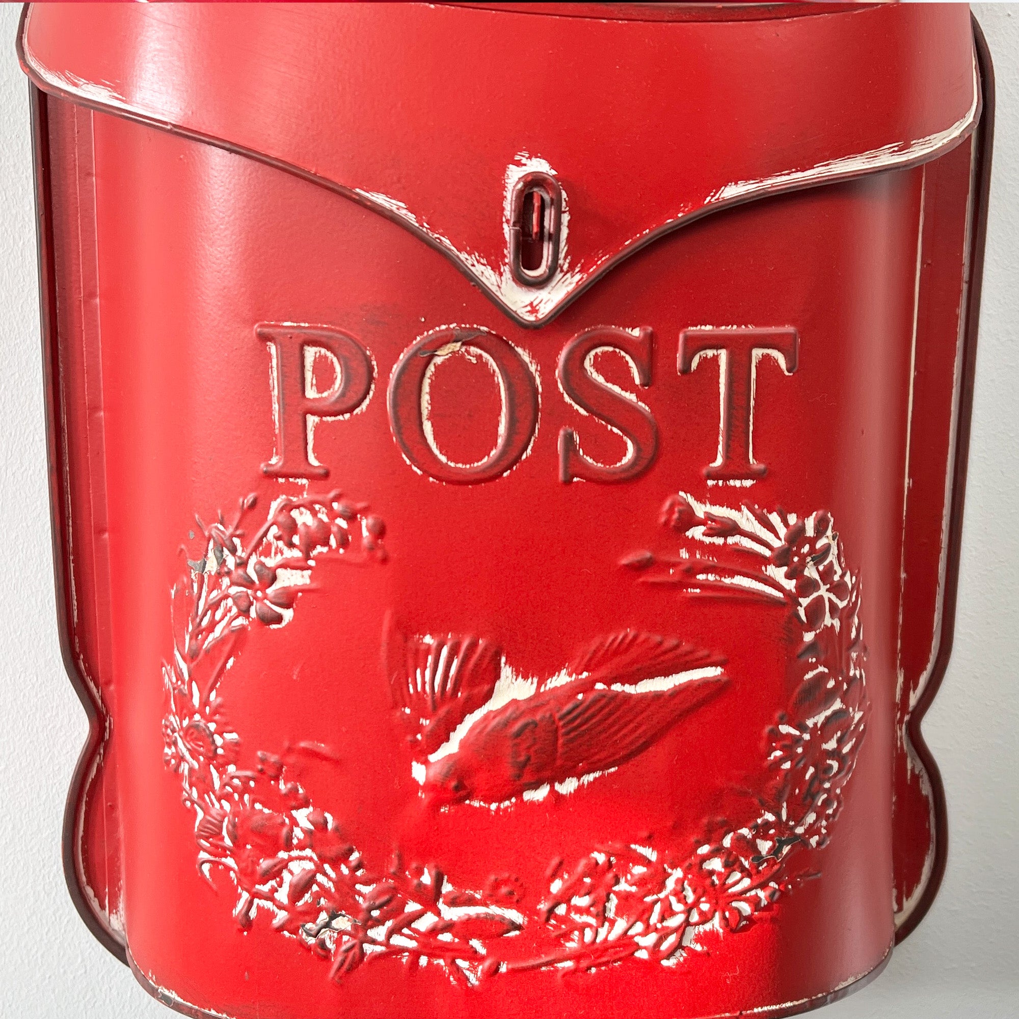 Rustic Swallow Wall Mounted Post Box - Red