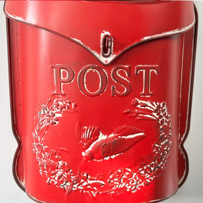 Rustic Swallow Wall Mounted Post Box - Red