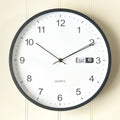 Black Wall Clock with Day / Date – 30.5cm