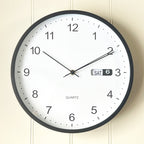 Black Wall Clock with Day / Date – 30.5cm
