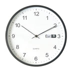 Black Wall Clock with Day / Date – 30.5cm