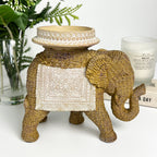 18cm Rattan Style Moroccan Elephant Candle Holder