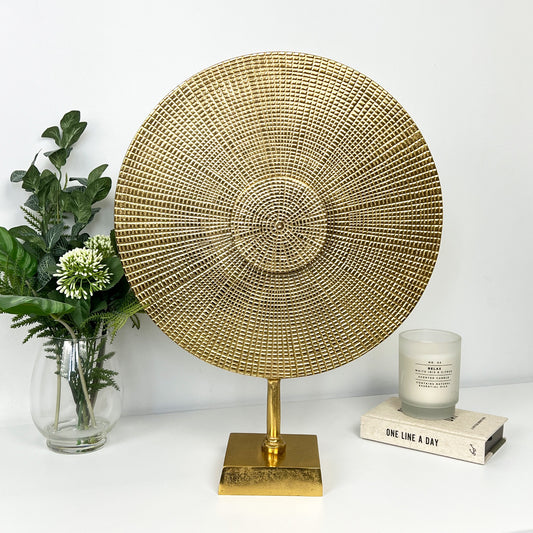 47cm Round Abstract Sculpture – Gold