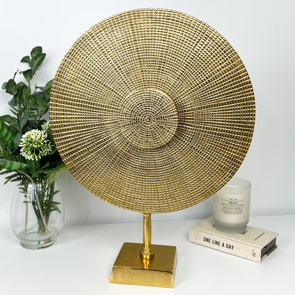 47cm Round Abstract Sculpture – Gold