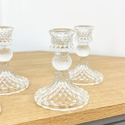 Set of 4 Glass Candle Holders – Clear