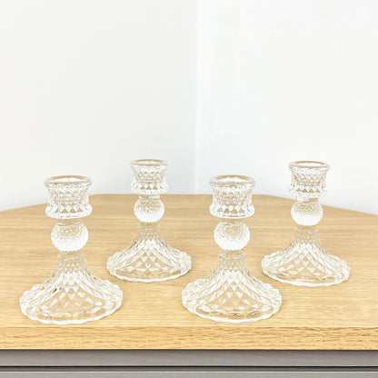 Set of 4 Glass Candle Holders – Clear