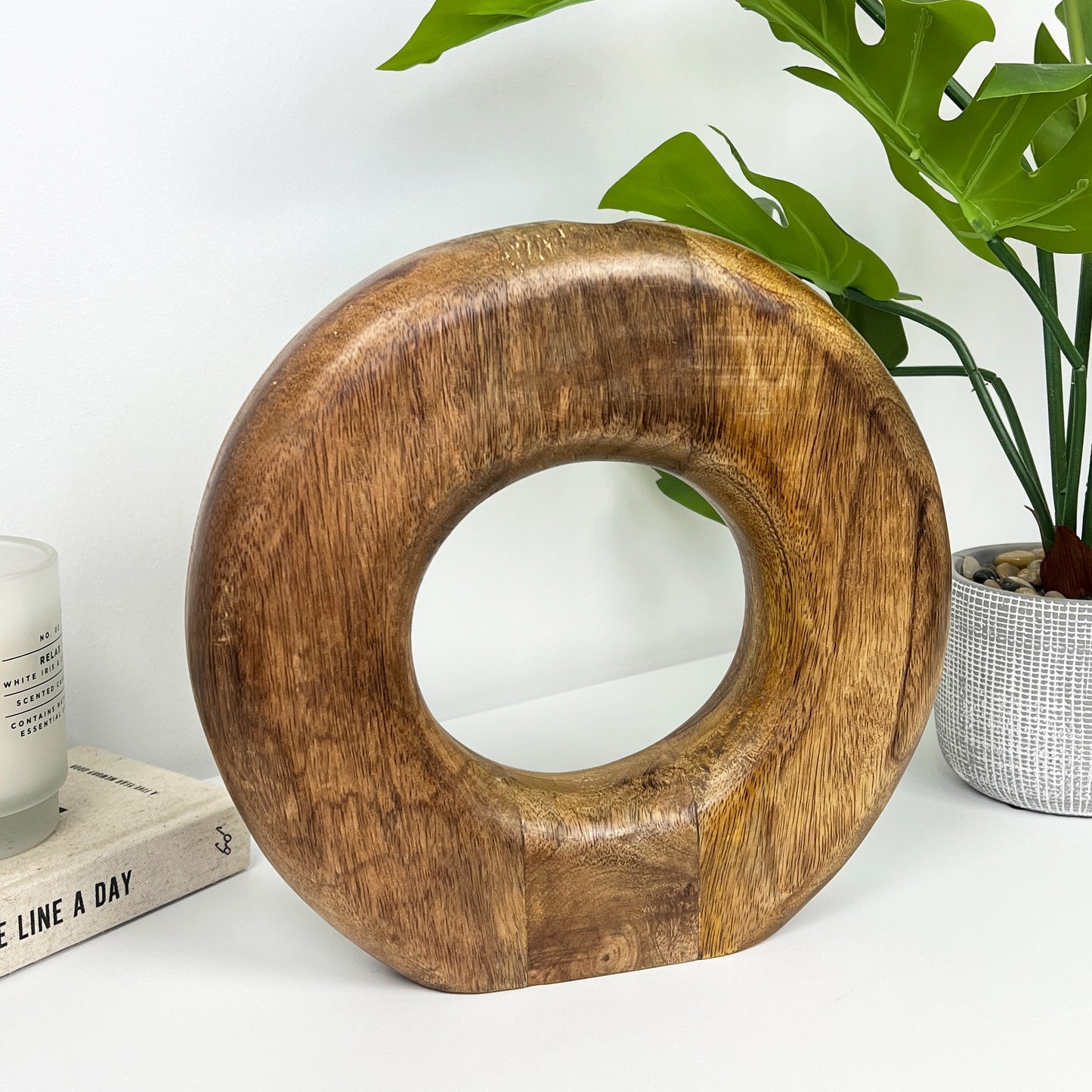 25cm Round Wooden Vase