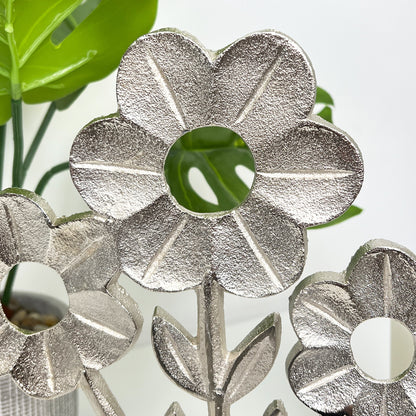 26.5cm Metal Flower on Wood Ornament