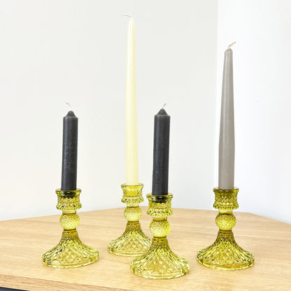 Set of 4 Glass Candle Holders – Lime Green