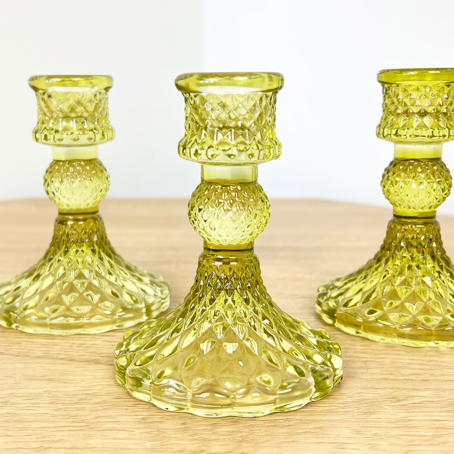 Set of 4 Glass Candle Holders – Lime Green