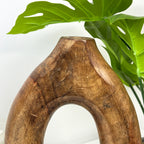 32cm Tall Oval Wooden Vase