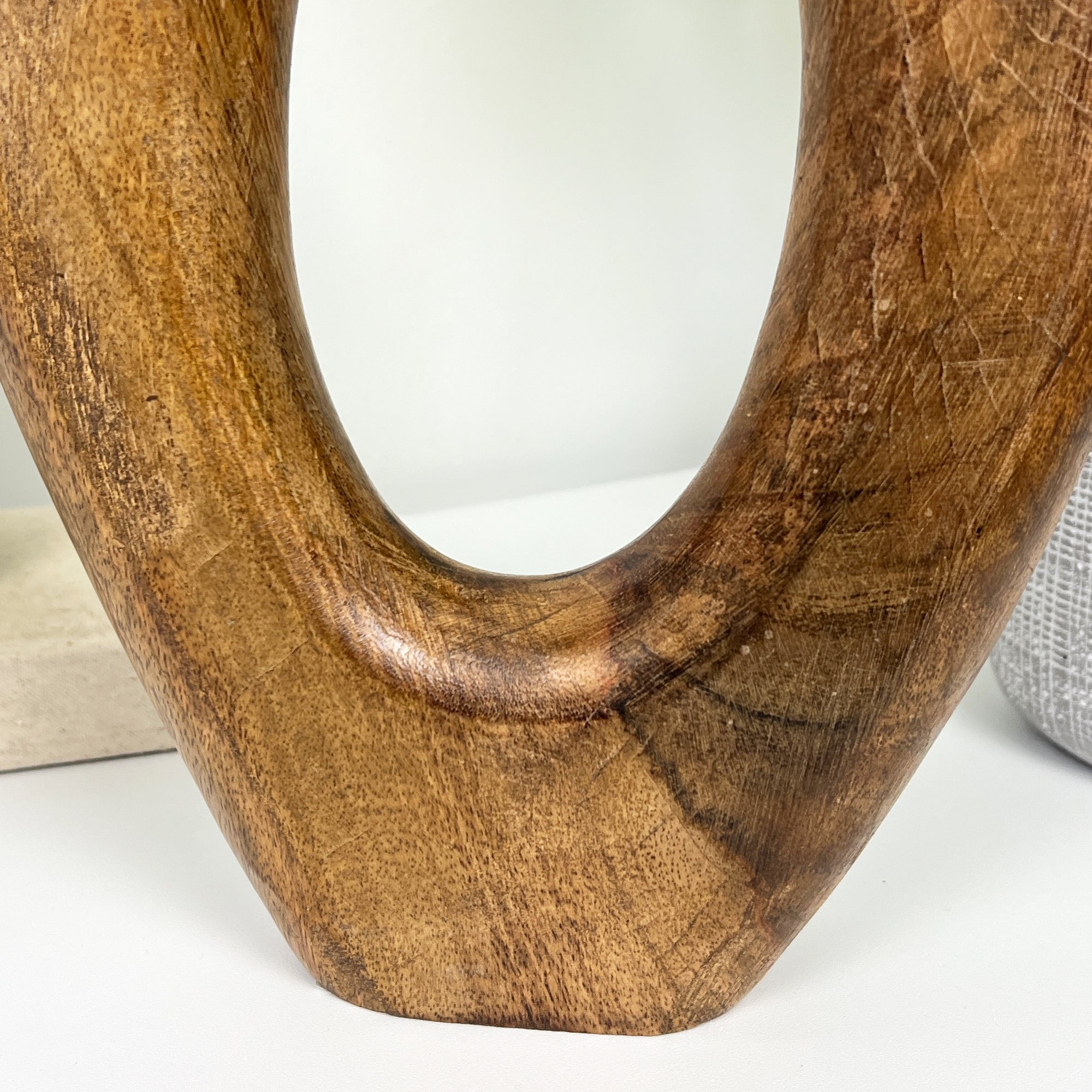 32cm Tall Oval Wooden Vase