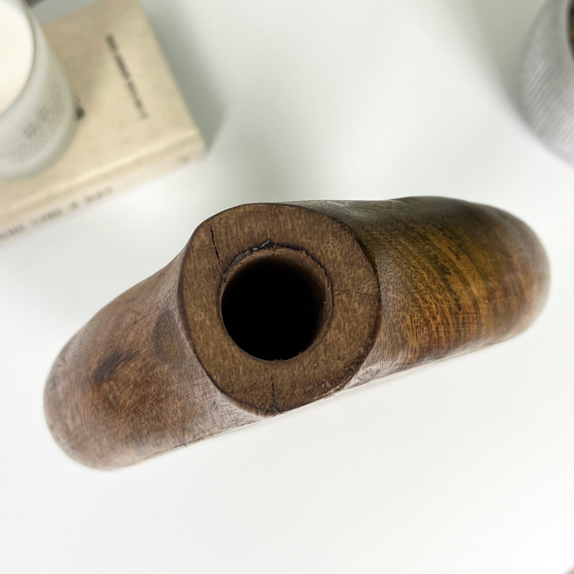 32cm Tall Oval Wooden Vase