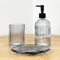 Bathroom Sink Accessories Set - Grey Ribbed Glass
