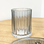 Bathroom Sink Accessories Set - Grey Ribbed Glass
