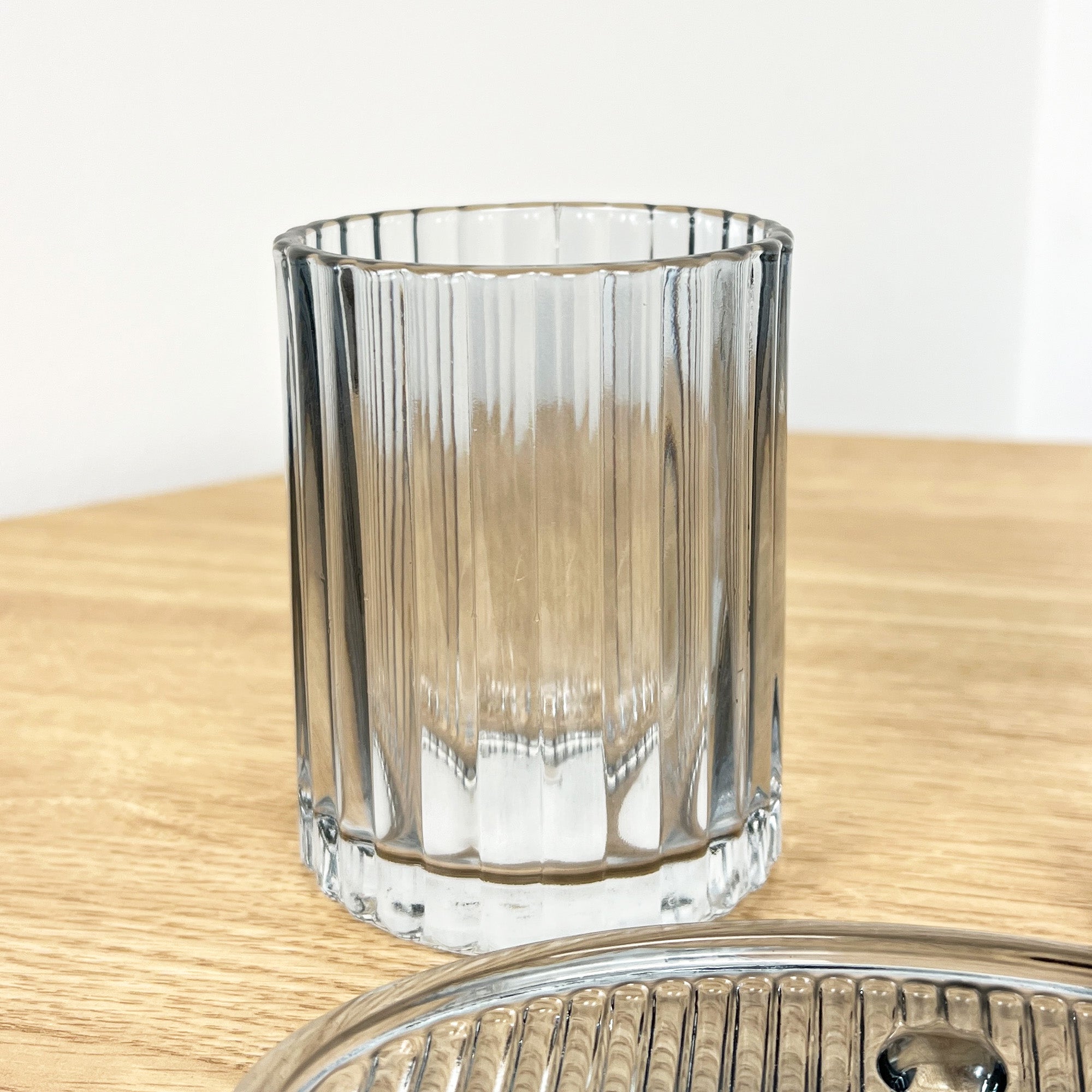 Bathroom Sink Accessories Set - Grey Ribbed Glass