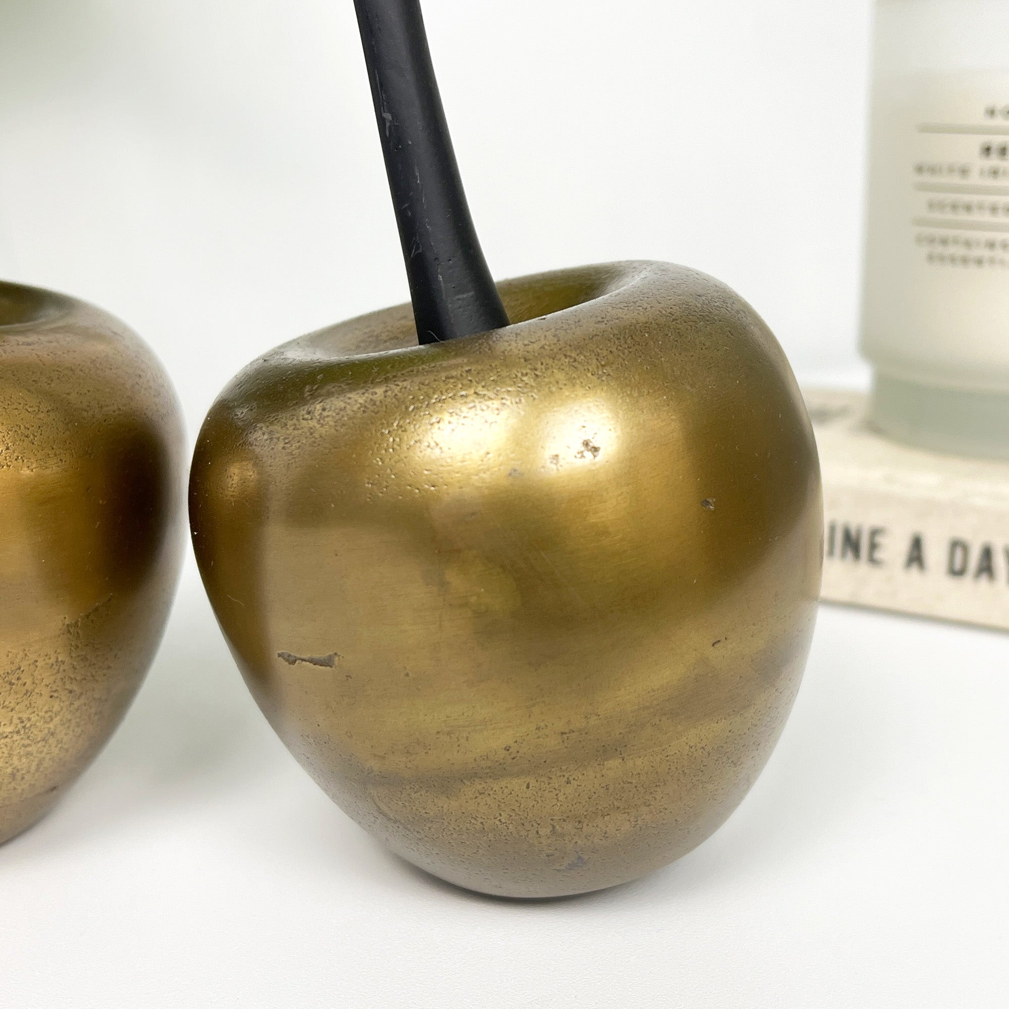 Metal Cherry Fruit Ornament – Gold