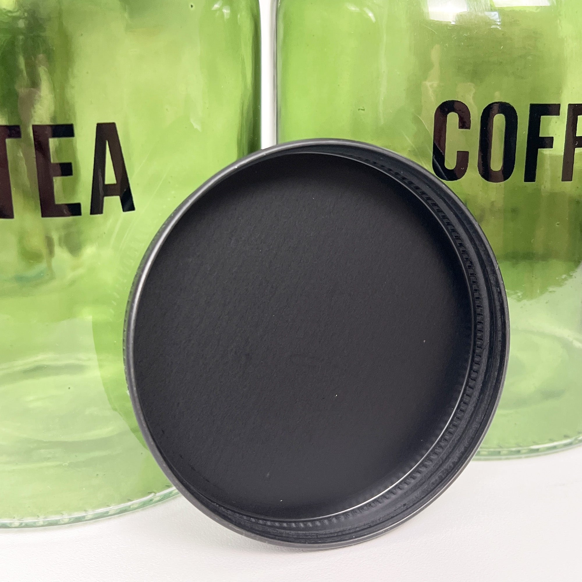 Tea Coffee Sugar Canisters - Green Glass