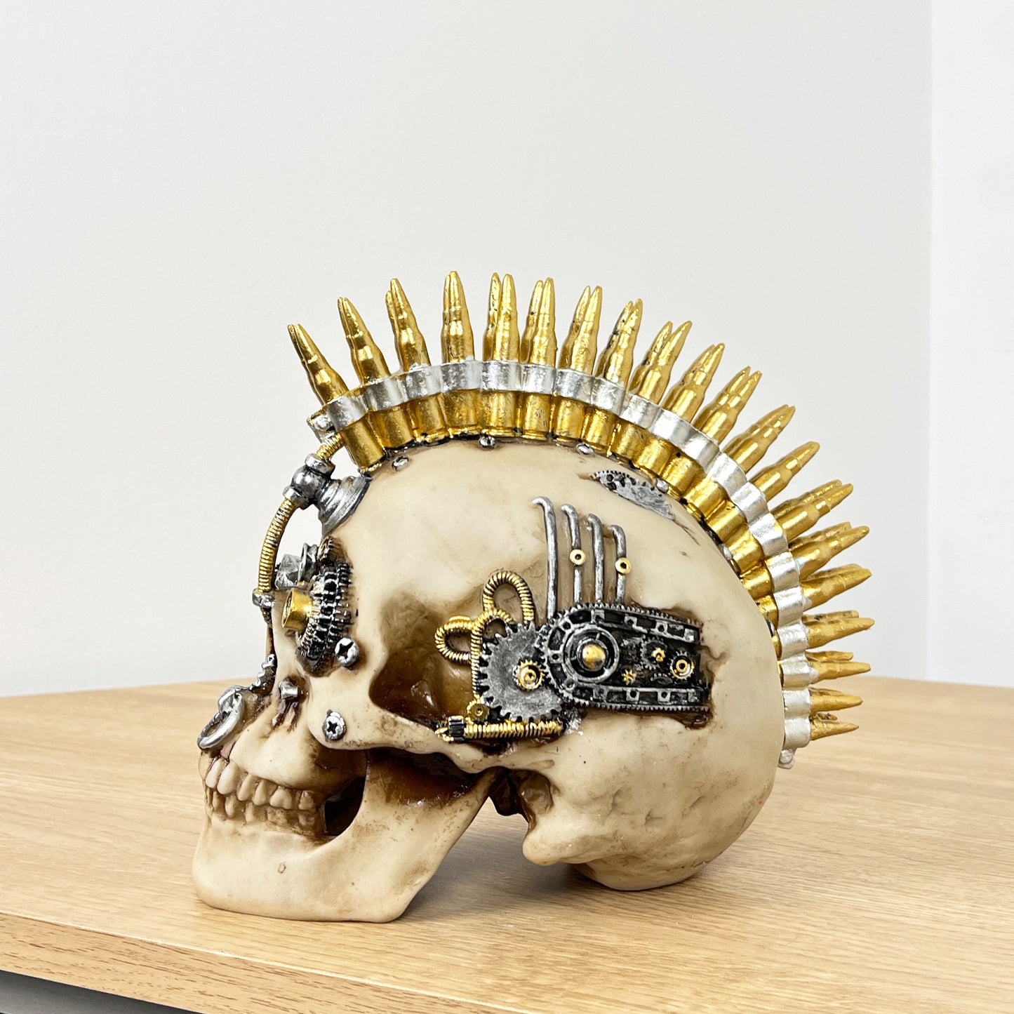 19cm Steampunk Skull with Bullet Mohawk