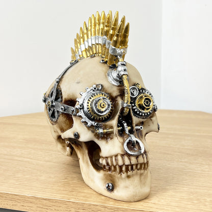 19cm Steampunk Skull with Bullet Mohawk